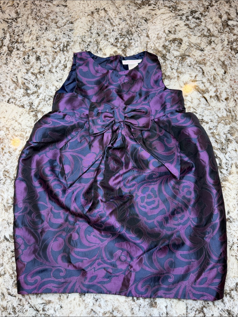 Janie and Jack Purple and Navy Floral Jacquard Holiday Dress